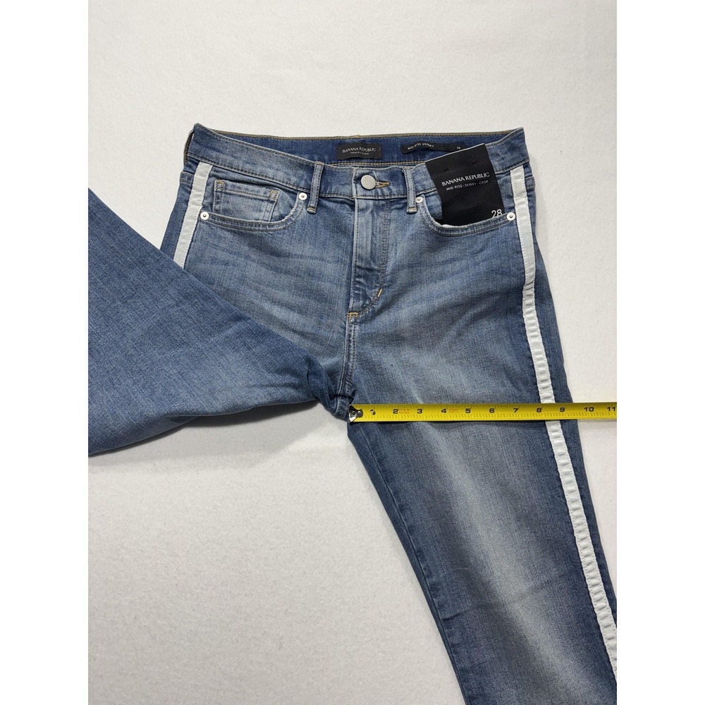 Banana Republic Jeans Womens 28 Blue Wash Mid Rise Skinny Crop Stripe 28x27.5 - Picture 11 of 15